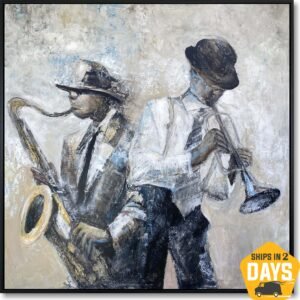 0503-5157166-a-SOULFUL JAZZ 46in x 46in The soulful rhythm of jazz stunning hand-painted artwork Artwork 12-Month Warranty MSRP 2986.15 Our Price 1885.99